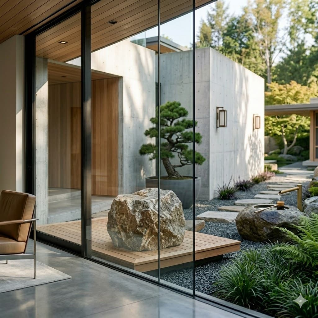 Installed resin-bound surface in a modern residential landscape
